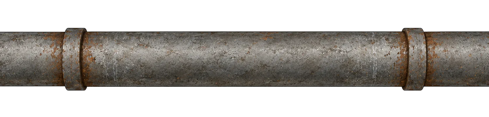Alte, korrodierte Wasserleitung mit Rost und Ablagerungen